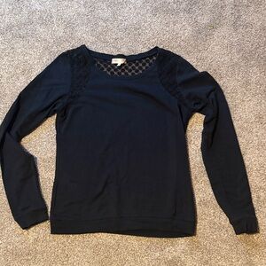 Threads 4 Thought Black Long Sleeve Top with Lace Size Medium